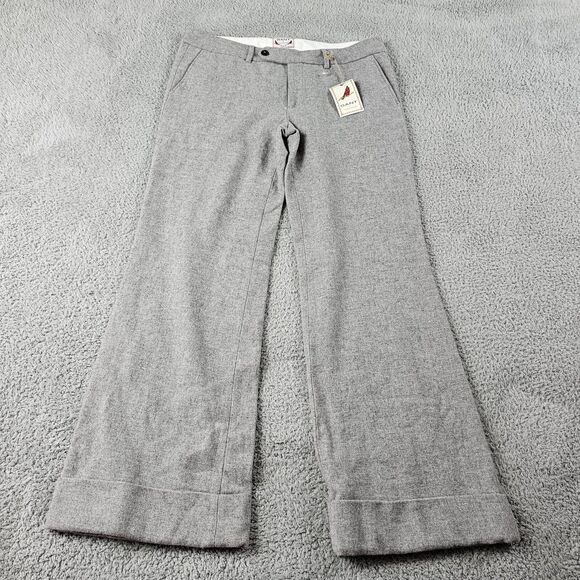Gant Pants - Gant Michael Bastian Pants Womans 36x32 Gray Wool Blend Flannel Wide Flare NEW